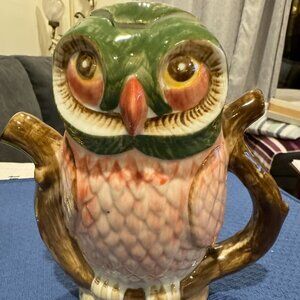 Vintage Rare Tony Wood Owl Nesting on a Branch Teapot